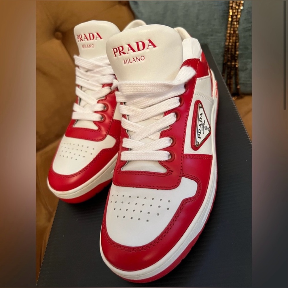 Prada downtown leather sneakers. Women’s size 36 fit 6.5